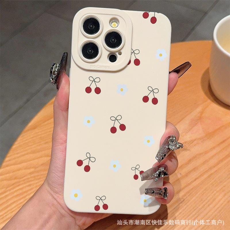 Красная вишня подходит для чехла iPhone 14, iPhone 13 Pro Max, силиконового 12/16 мягкого чехла XS/15 для женщин, 17