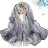 Lotus Sunscreen Silk Scarf Seaside Beach Towel Long Ladies Silk Scarf Lotus Pond Moonlight Thin Silk Scarf