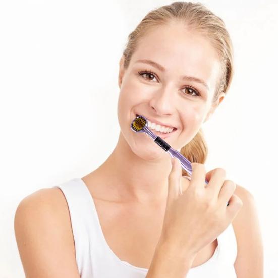 2 шт. трехсторонняя зубная щетка с мягкой щетиной и эргономичной ручкой для взрослых, портативная зубная щетка для путешествий