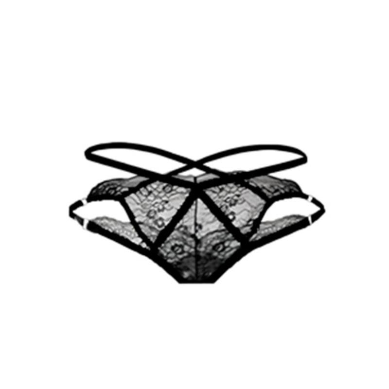 Women Sexy Lace Panties Low-waist G String Breathable Hollow Out Solid Color Thongs