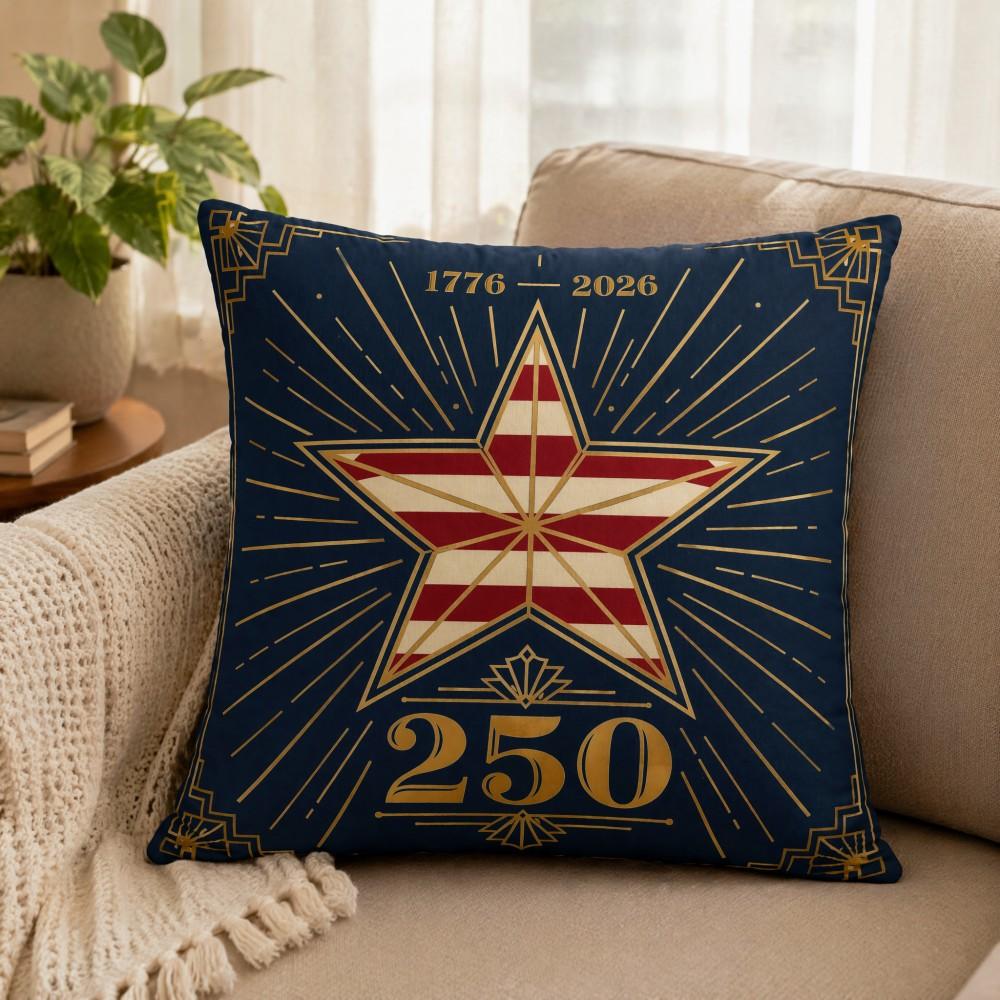 250th Anniversary Patriotic Pillow Cover 1776-2026 USA Star Decorative Throw Pillow 4th of July Independence Day Home Decor Gift