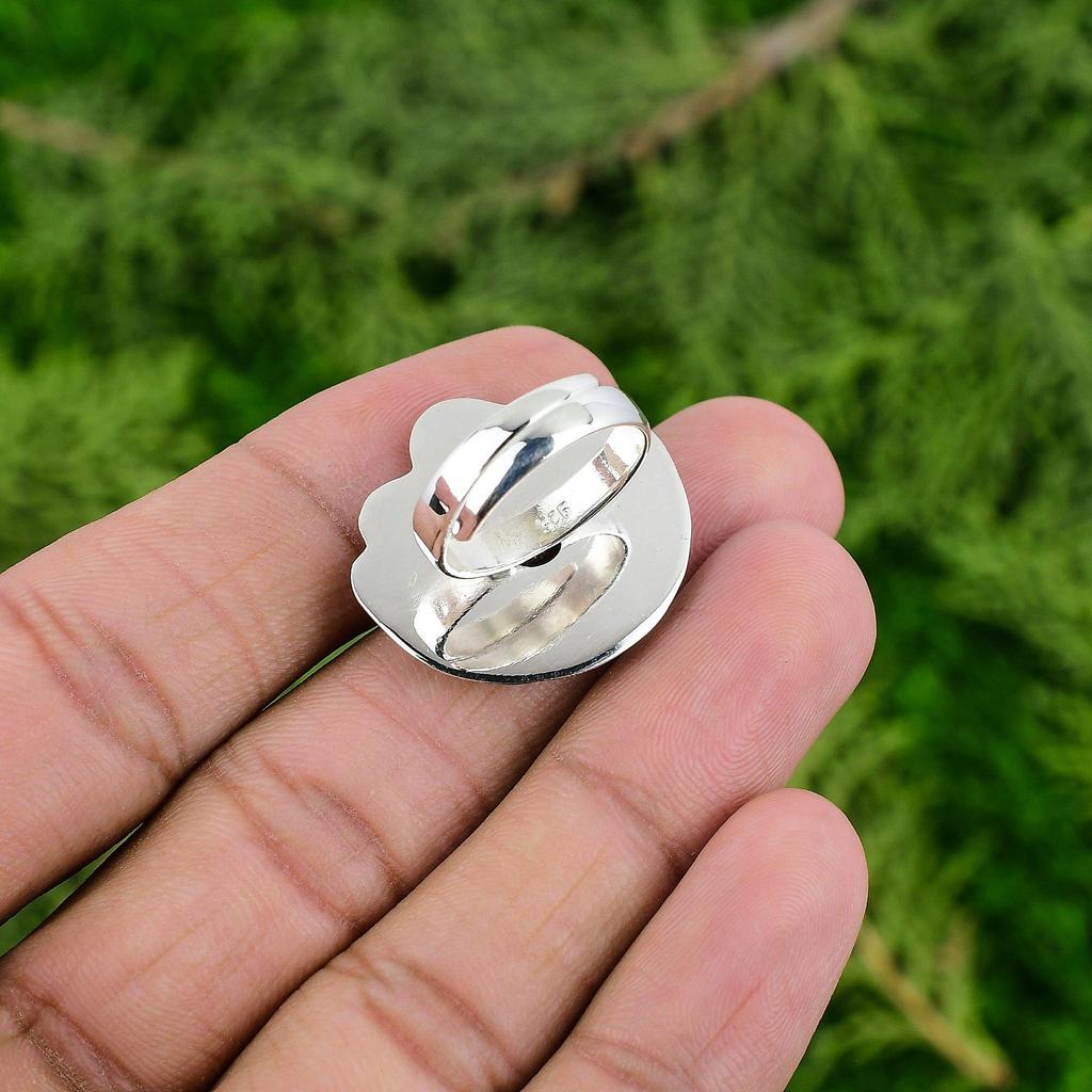 Natural Green Amethyst Sterling Silver Promise Flower Bezel Sister Ring Jewelry