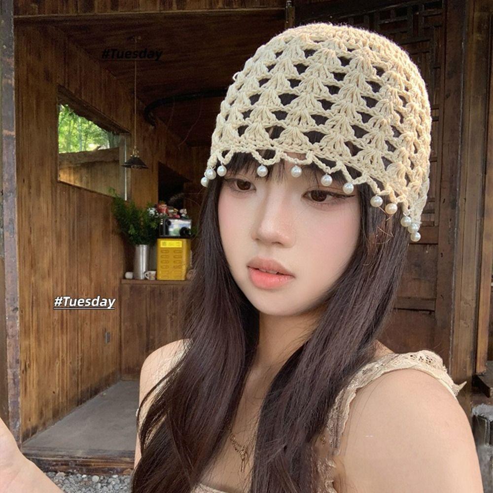 Bohemian Style Crochet Hollow Knitted Hat Sweet Weave Cap Retro Knit Beanies Apparel Accessories