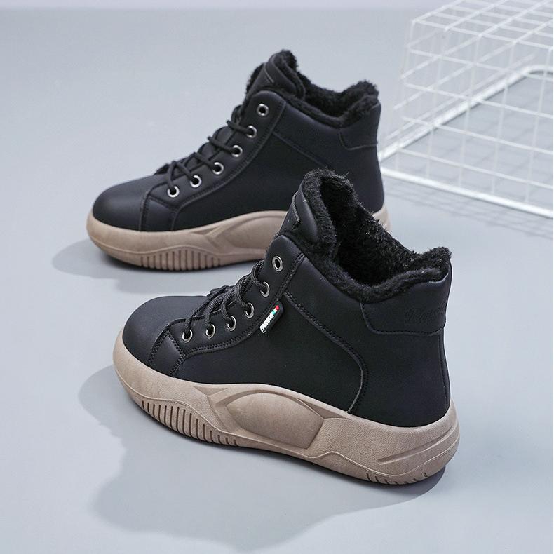 Женская обувь на толстой подошве, повседневная обувь с высоким берцем и мягкой подкладкой, женская обувь на осень и зиму 2023, новая модная женская обувь с круглой головкой