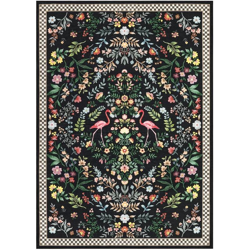 Ковер для гостиной с цветочным клетчатым принтом, большой площади, машинная стирка, коврики с нескользящей основой, коврик для пола под диван, журнальный столик, ковер для спальни