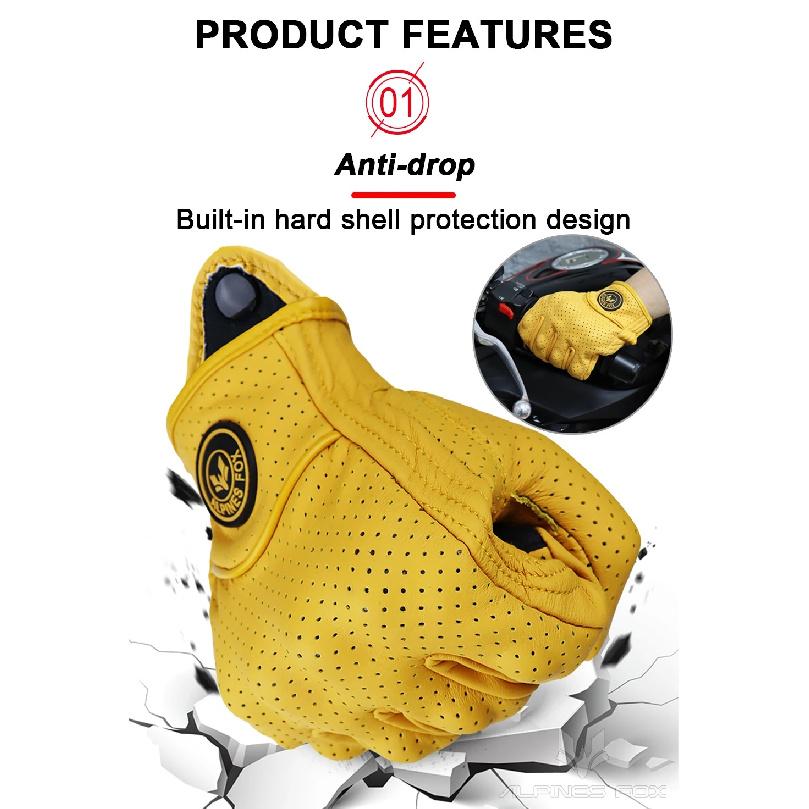 Breathable Motorcycle Gloves Genuine Leather Perforated Guantes Touch Screen Moto Motorbike Cycling Racing Men Women Goatskin