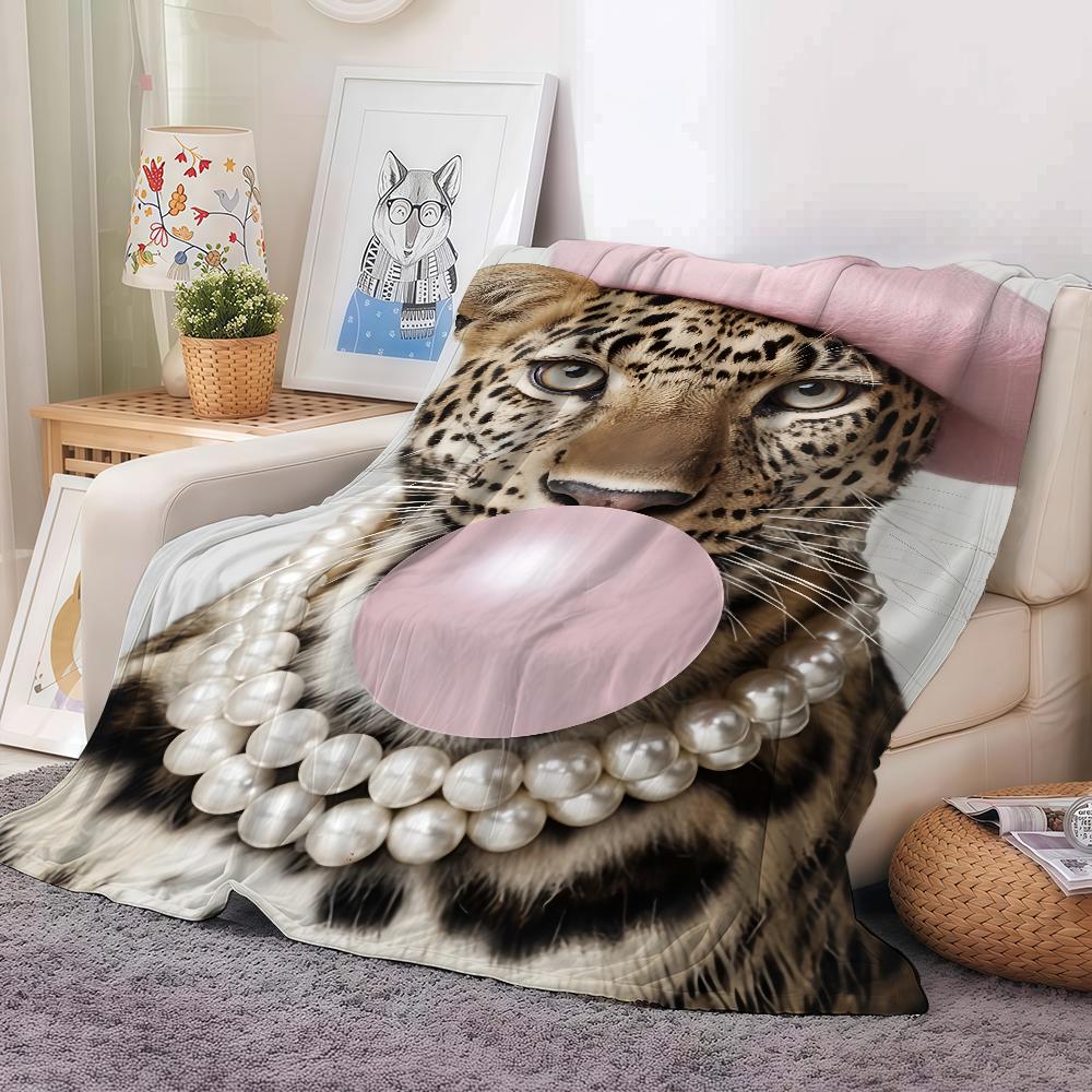 Trendy Pink Retro Leopard Blanket Warm Soft Suitable For Bedroom Sofa Bed Living Room Office Travel Camping Gifts