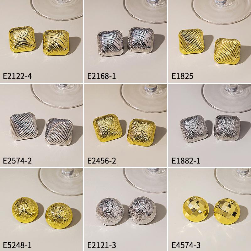 Ретро Геометрические Металлические Серьги-Пуссеты, Простые Серьги с Волнистой Текстурой в Гонконгском Стиле, Нишевые Высококлассные Квадратные Серьги.