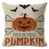 Halloween Pillow Cover Linen Pumpkin Text Sofa Cushion Cover Home Living Room Waist Cushion