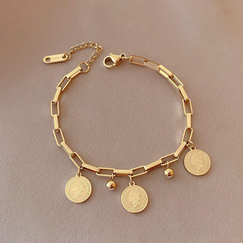 Elegant 18K Gold Titanium Steel Bracelets: European & American Fashion, Non-fading, Women's Versatile Personality Hand Jewelry
