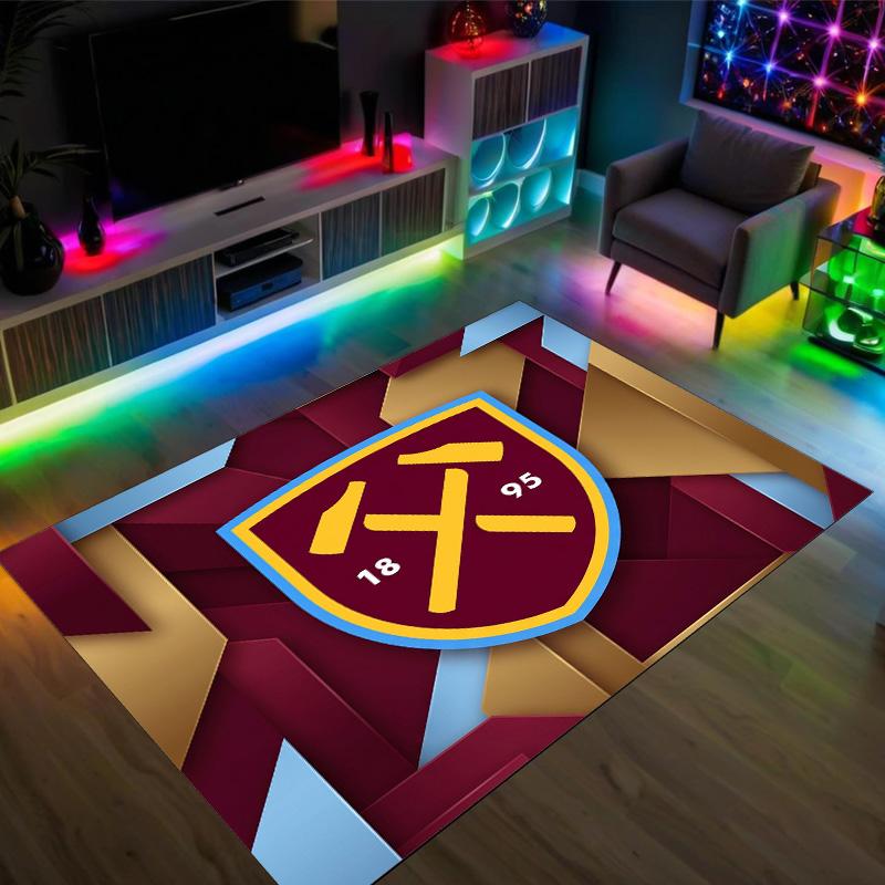 West Ham United Football Design Crystal Velvet Carpet Cozy Non?Slip Printed Rug For Bedroom Living Room Entrance