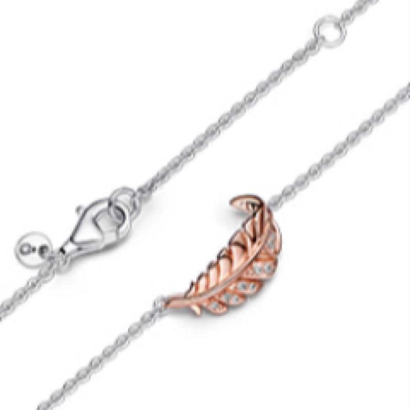 Pandora Two Tone Floating Curved Feather Collier Necklace 382575c01