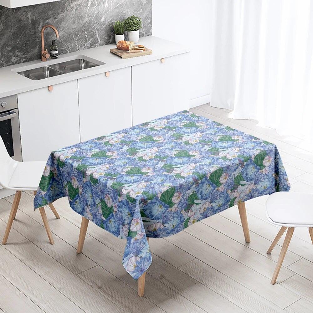 Скатерть с цветочным принтом из мультфильма, домашний декор, водонепроницаемая антипятнистая скатерть для украшения стола, прямоугольная кухонная столешница для камина