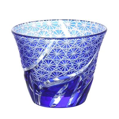 Стеклянная чашка для холодного чая Kiriko, традиционная, можно мыть в посудомоечной машине [QD-324] (синий кобальт)