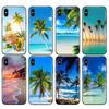 Black Tpu Case for Iphone 5 5s SE 2020 6 6s 7 8 Plus X 10 XR XS 11 Pro MAX Case Summer Beach Scene At Sunset On Sea Palm Tree