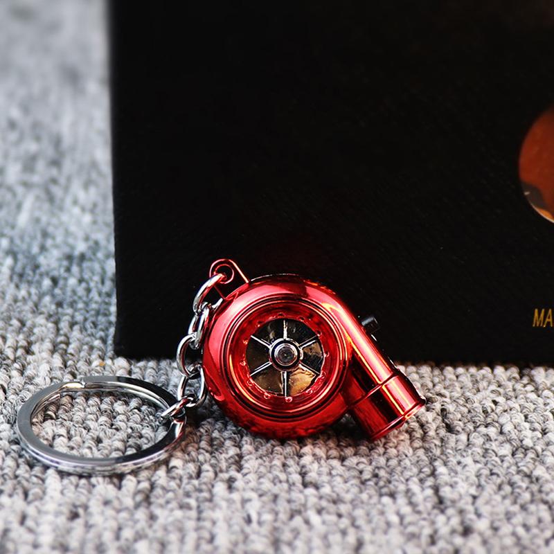 Electric Mini Turbo Turbocharger Keychain Spinning Turbine Key Chain Pendants