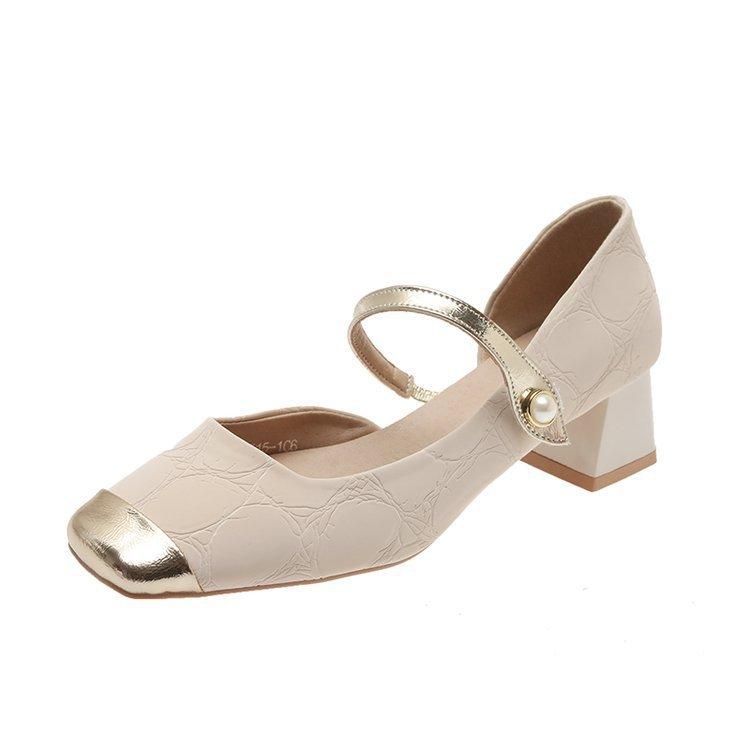 Mary Jane Shoes New Spring and Autumn with Skirt Chunky Heels Everything French Fairy Shoes Gentle Single Shoes P696