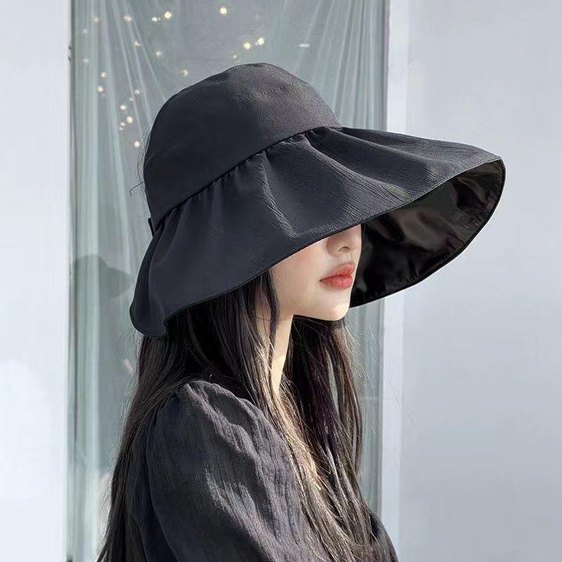 Summer Empty Top Wide Brim Sun Hat For Women Anti Uv Sunscreen Bucket Hat Female Sun Protection Outdoor Beach Cap