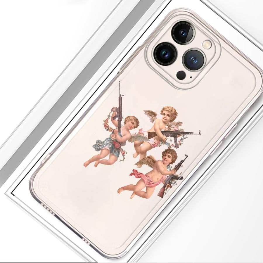 Мягкий чехол-бампер 'Ангел Малыш' для iPhone 17 Pro Max 13 Pro 15 16 XR 11 12 Mini XS Max Air 7 8 14 Plus