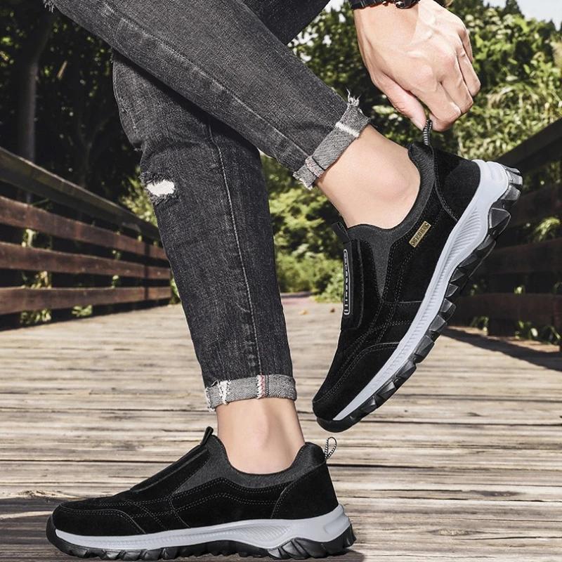 Кроссовки для походов, мужские кроссовки, нескользящие, повседневная мужская обувь, дышащие, из искусственной замши, мужские мокасины, размер 50, популярная мужская обувь