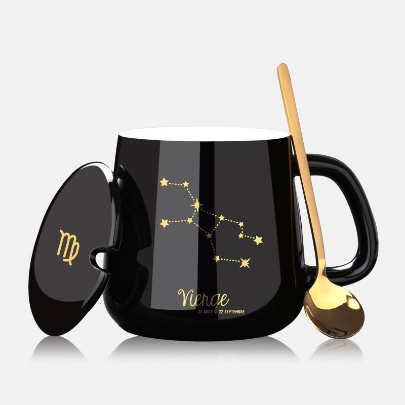 Персонализированная керамическая кружка для кофе с крышкой и ложкой - Праздничный дизайн для пар