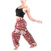 Hippie Chic, Lounge Pants, Elephant Print, One Size with Drawstring, Unisex Model. Red.