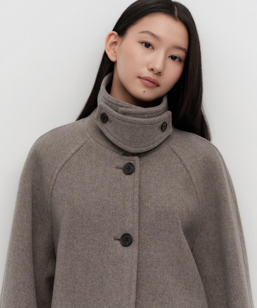 MUSINSA STANDARD WOMAN Women'S Cashmere Blend Half Balmacaan Coat [Taupe]