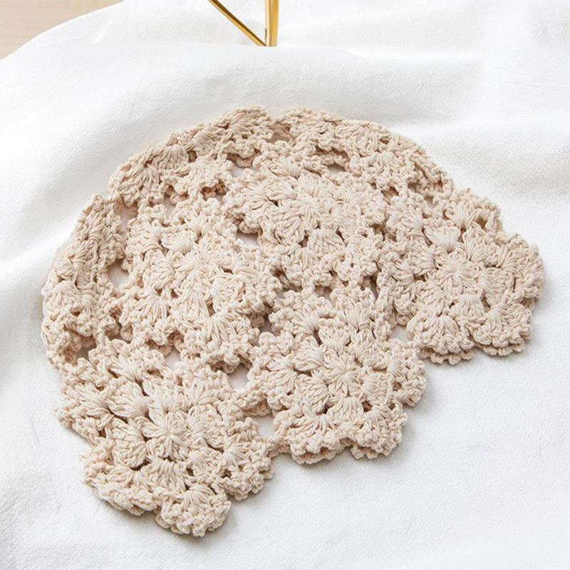 Цветочная вышивка крючком ажурная вязаная шапка французские ретро-аксессуары для шапочки