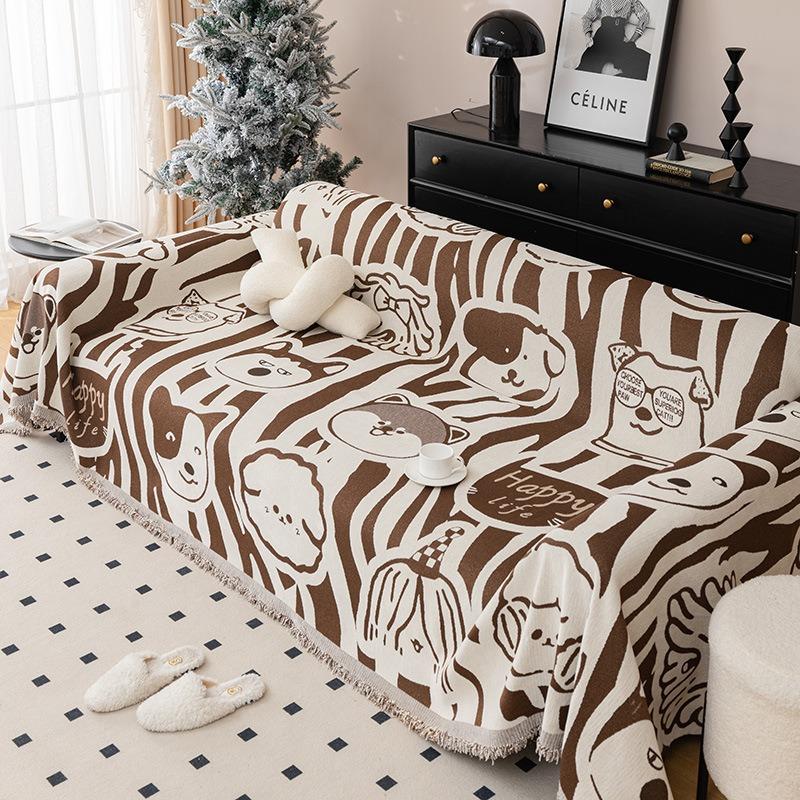 Чехлы на диван из синели с рисунком собаки, универсальное нескользящее одеяло с защитой от кошачьих царапин, четырехсезонное, полное покрытие, чехол для дивана