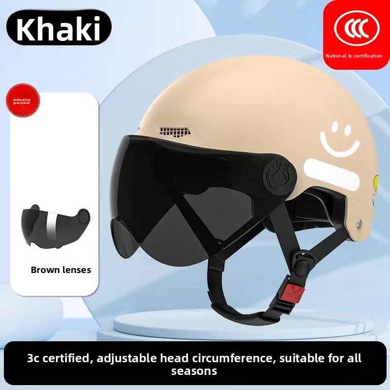 Electric Battery Car Helmet Women's Summer Sun Protection Breathable Hard Hat Motorcycle Riding Helmet Four Seasons Half Helmet