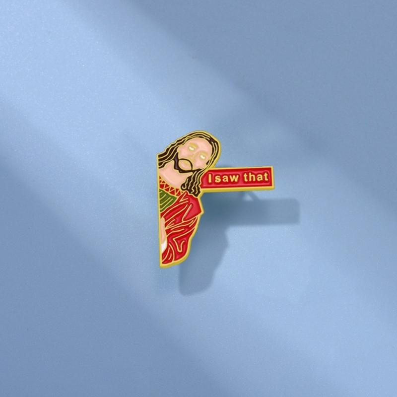 I Saw That Pins Backpack Funny Jesus Brooch Pins Clothes Brooch Schoolbag Accessories Badges Jewelry Gift for Women Men