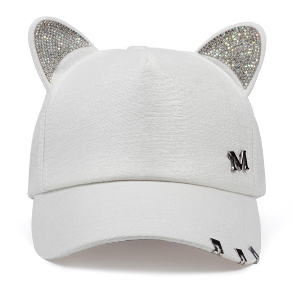 Women Cute Cat Ears M Label Baseball Caps Spring Autumn Outdoor Use Adjustable Casual Hats Sunscreen Hat For Men And