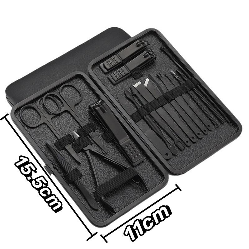 7/18 шт. Черный набор кусачек для ногтей профессиональный нержавеющий маникюрный набор для педикюра с дорожным футляром острый резак