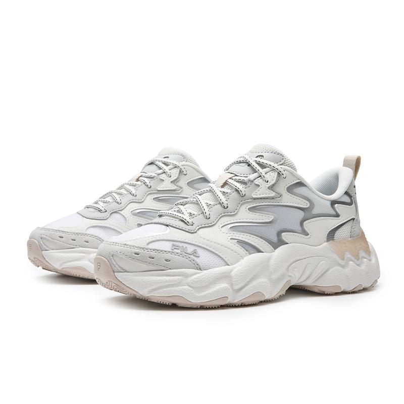 Fila FERN Амортизирующие износостойкие дышащие легкие низкие массивные кроссовки женские Белый/Грибной серый F12W622112FBO