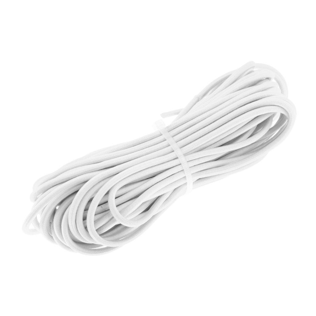 Abrasion Resistant 3mm Heavy Duty Durable Rubber Core Polyester Elastic Rope Bungee Rope Shock Cord 9 Sizes 10m - White,