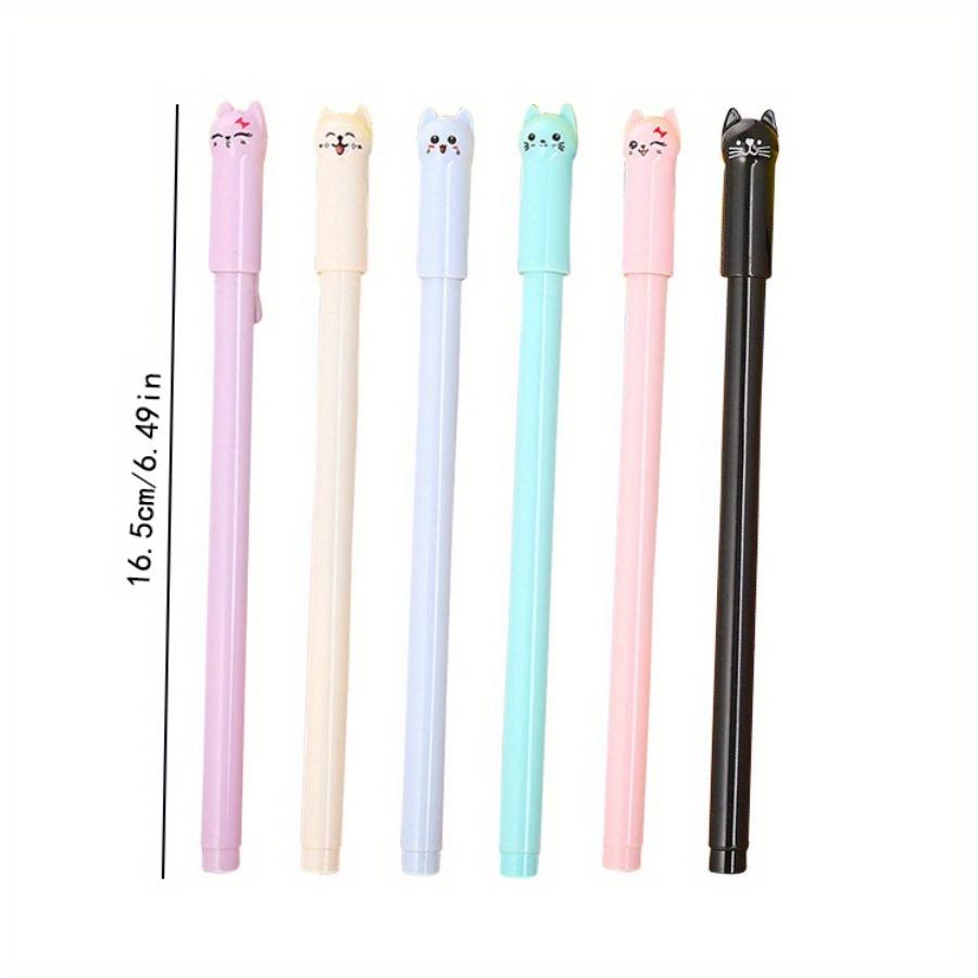 School Season 10pcs 0.5mm Creative Stationery Pen Cap Cat Gel Pen Cute Cartoon Tail Cat Learning Office Water-based Pen Signature Pen