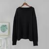 Женский вязаный джемпер с круглым вырезом и длинным рукавом, свободный крой, минималистичный, повседневный, однотонный