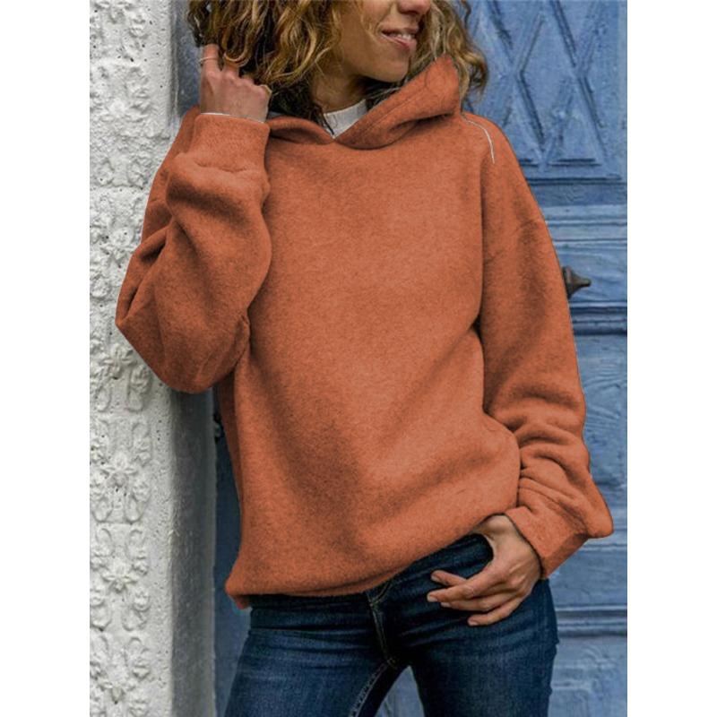 YYFS Женские модные повседневные однотонные худи и свитшоты с капюшоном и длинными рукавами с принтом