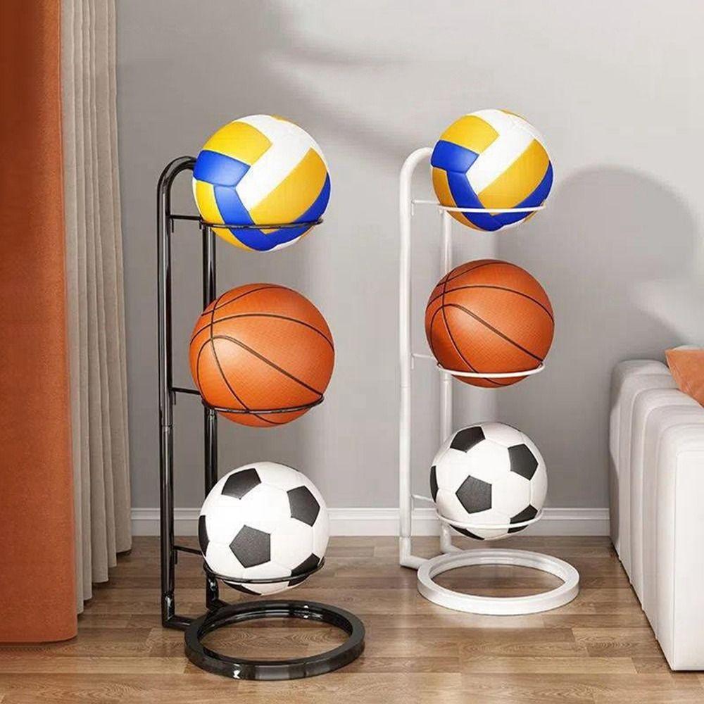White Children Basketball Storage Rack Carbon Steel Football Display Rack Ball Placed Rack Home