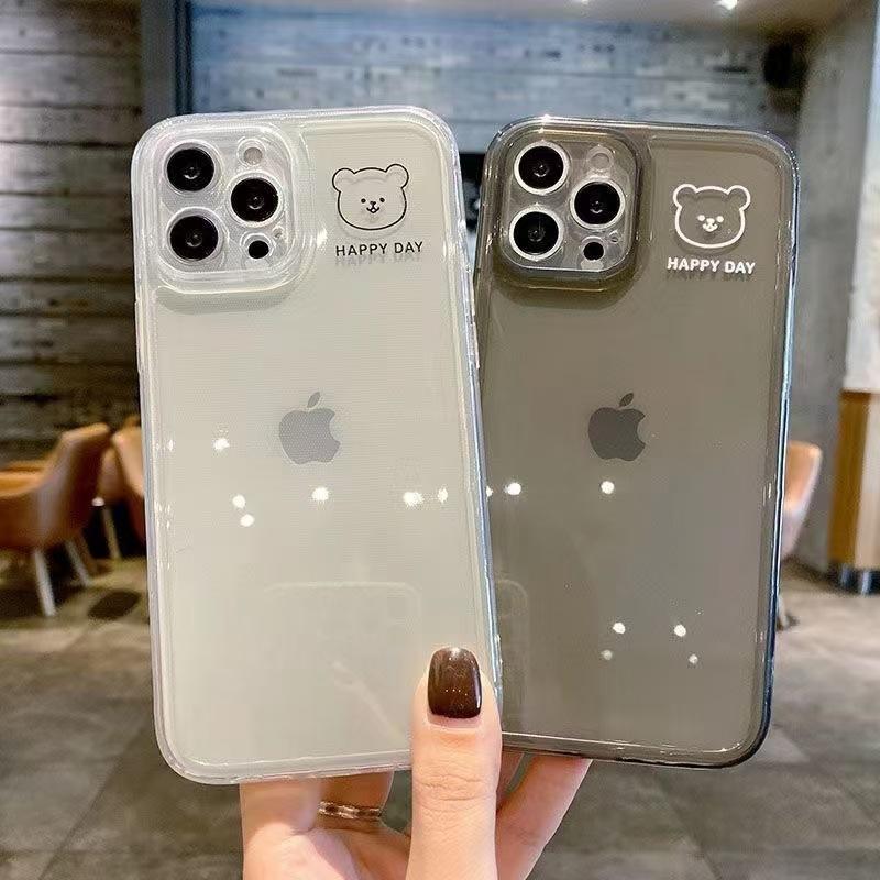 Простая рожица медведя, подходит для чехла на телефон iphone17, прозрачный Apple 15pro противоударный 14 полноразмерный 13/16 новый