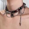 Cool Wrap Riveted Leather Collar Cropunk Metal Bracelet Love Girl Y2k Multilayer Necklace