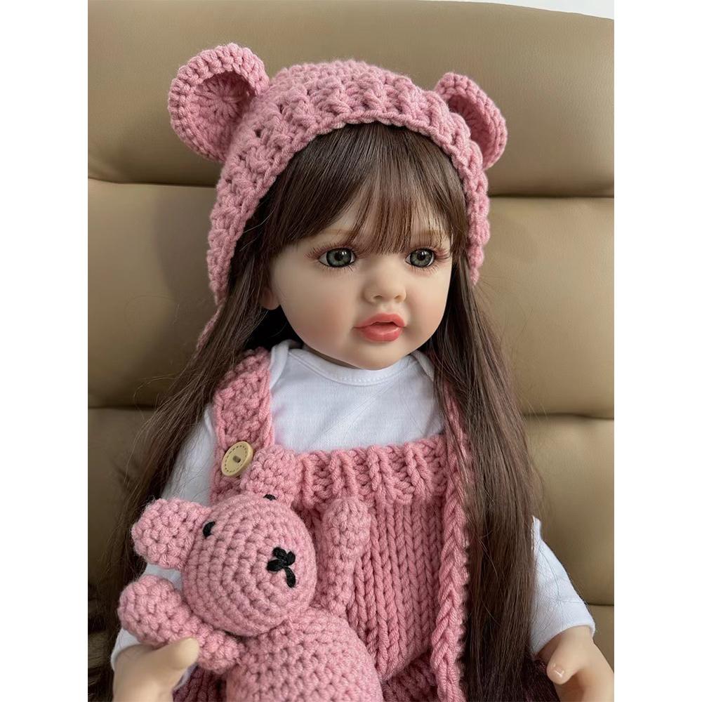 22-дюймовая реалистичная кукла реборн для новорожденных, расписанная художниками, силиконовая виниловая водонепроницаемая игрушка для всего тела, детская игрушка для подарка