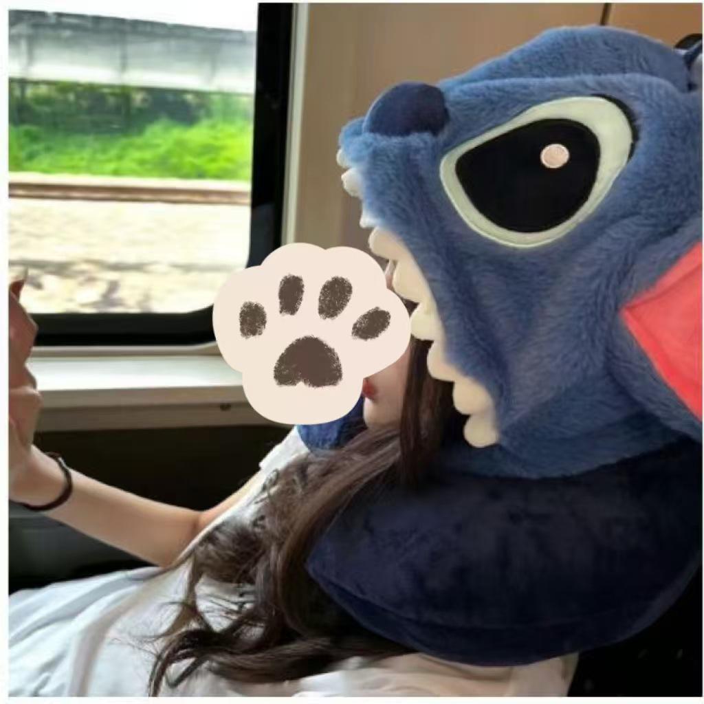 Cute Stitch U-shaped Hooded Neck Pillow for Napping & Support - Ideal Birthday Gift