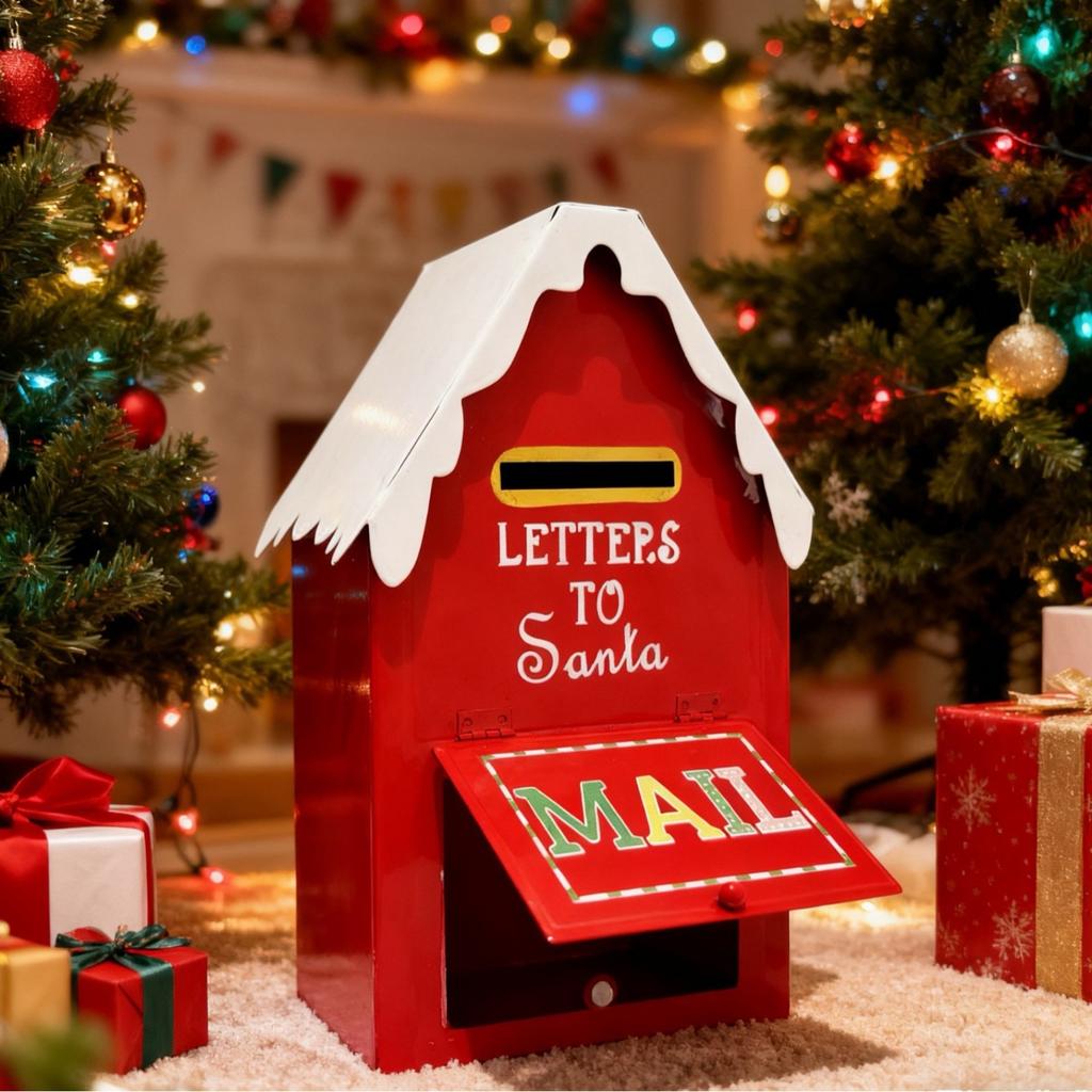 Рождественский почтовый ящик в виде кованого железного домика, Рождественская мебель и садовые украшения