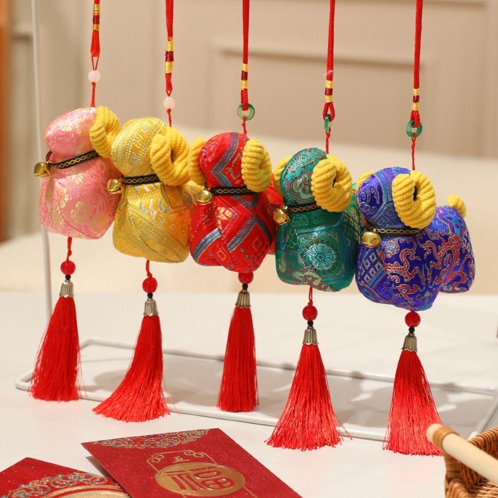 Chinese Style Key Pendant Zodiac Sheep Bag Charm Festive Vibe Sheep Plush Doll Bag Decor