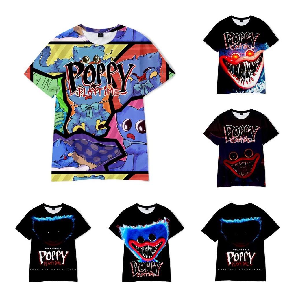 Детская футболка Poppy Playtime для мальчиков, дышащая полиэстеровая футболка Huggy Wuggy для мальчиков