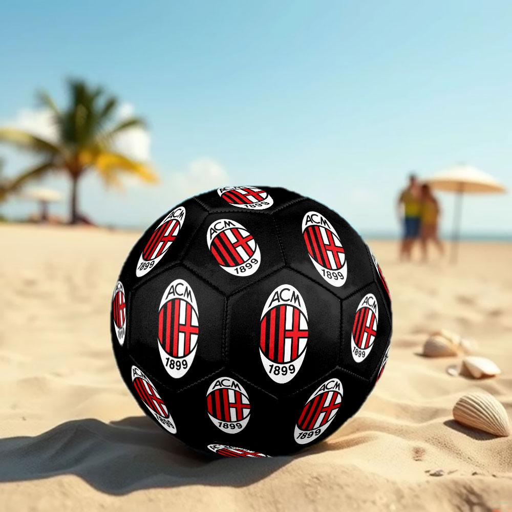 AC Milan Size 5 Soccer Ball, Machine-Stitched PVC, Durable & High Bounce, All Ages Fit, fan merchandise, matches & outdoor use.