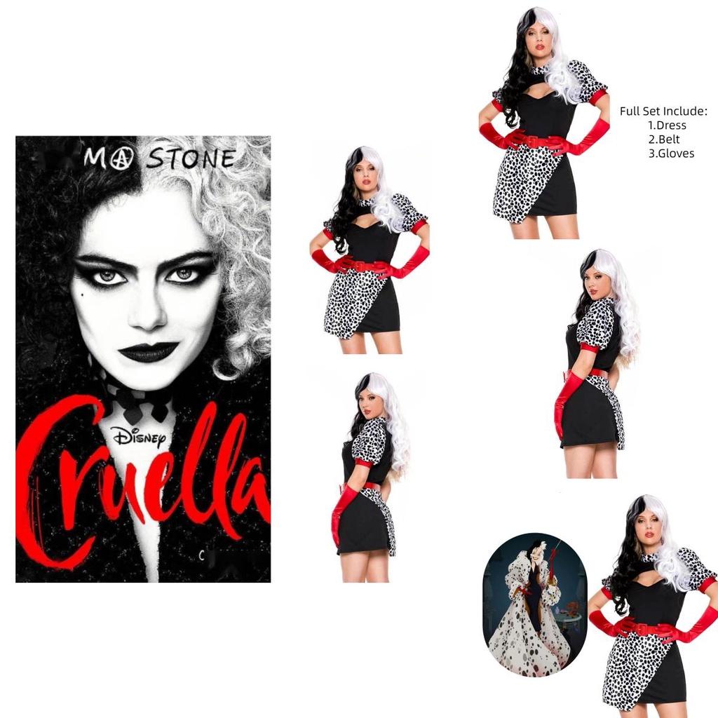 Косплей костюм 101 далматинец для женщин, сексуальное платье злодейки на Хэллоуин