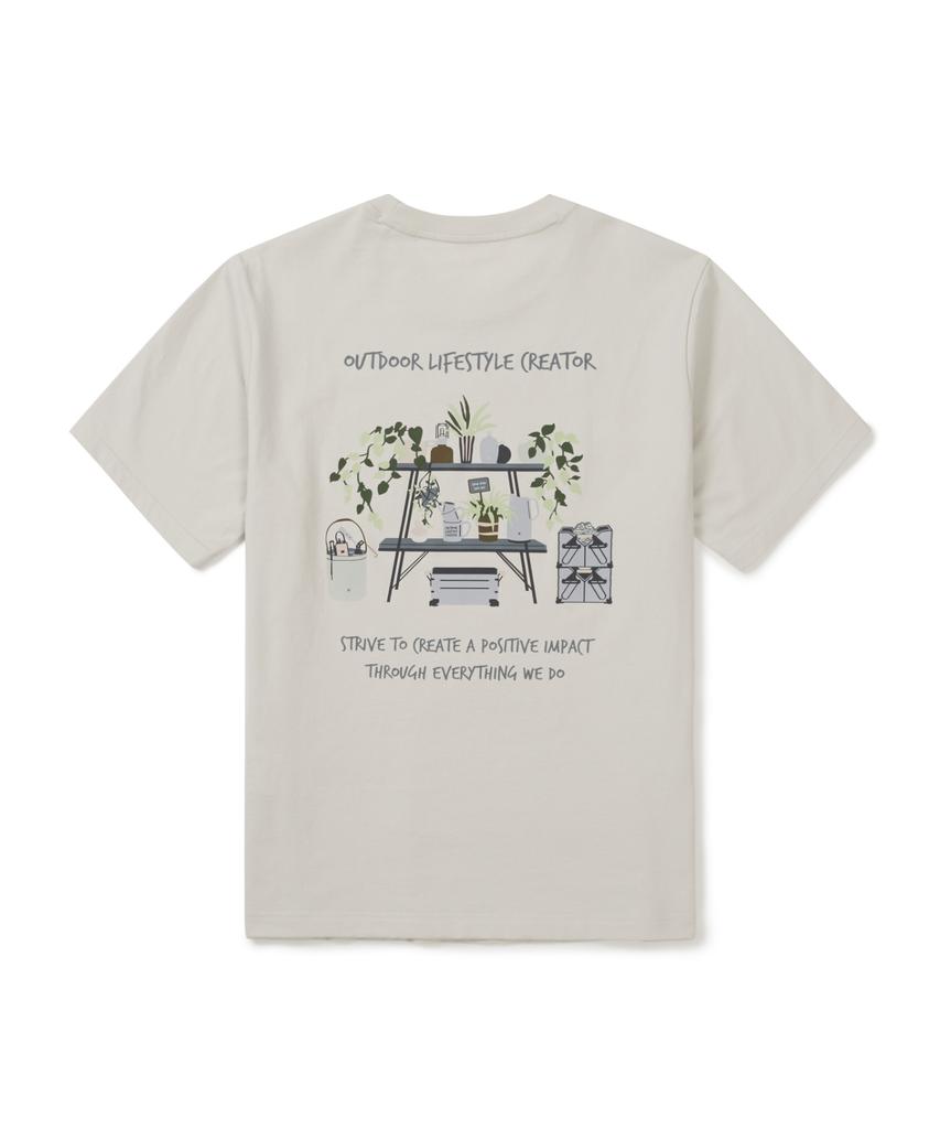 SNOWPEAK APPAREL Хлопковая футболка с коротким рукавом и графическим принтом Botanic (S26Mufts60) Светло-бежевый