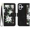For iPhone 17 Case PU Leather Floral Phone Cover with Card Slots